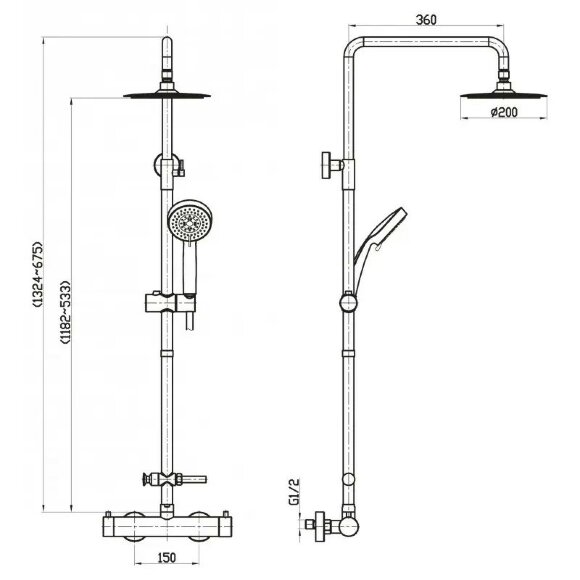 BelBagno Душевая стойка матовый сатиноднорычажный, NOVA, арт. NOV-VSC-T-IN