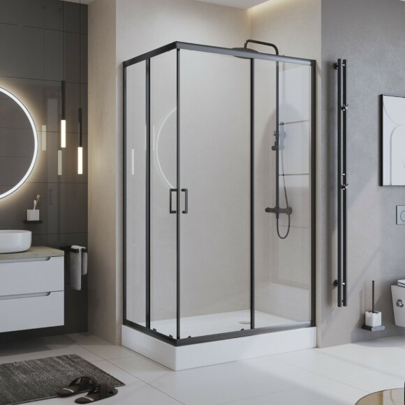 BelBagno Душевой уголок 120x195 матовый черный, Uno-195, арт. UNO-195-AH-2-120/100-C-NERO