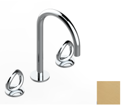 Смеситель для раковины на три отверстия устанавливаемый на борту с донным клапаном, THG Серия "О", матовое золото (F07) - G4P-151 Смеситель для раковины на три отверстия устанавливаемый на борту с донным клапаном, THG Серия "О", матовое золото (F07) - G4P-151