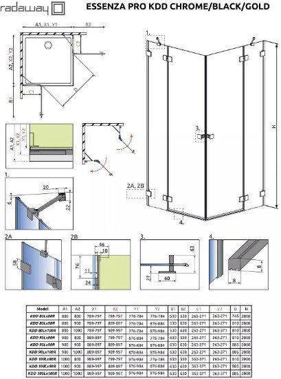 Душевая дверь Radaway ESSENZA PRO KDD 1300*850 10096100-01-01L,10096090-01-01R цвет: хром