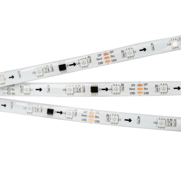 Светодиодная влагозащищенная лента 7,2W/m 30LED/m 5060SMD разноцветная 5M SPI-SE-B30-10mm 12V RGB-PX3 Arlight - 026369(2)