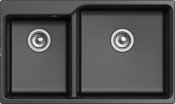 Кухонная мойка Axel 870x520, 2 чаши, Rivelato, X-90D nero цвет: черный