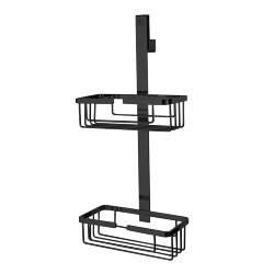 3SC Полочка-корзинка двойная 25х12хh57см, подвесная на стекло,  Appy цвет: черный арт. APPY2NO