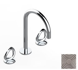 Смеситель для раковины на три отверстия устанавливаемый на борту с донным клапаном, THG Серия "О", состаренный никель (H28) - G4P-151 Смеситель для раковины на три отверстия устанавливаемый на борту с донным клапаном, THG Серия "О", состаренный никель (H28) - G4P-151