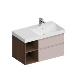 Тумба правая подвесная с ящиками 90см, Kerama Marazzi Cubo, CUB.90.2Rh\MAL.N цвет: мальва матовая-древесная
