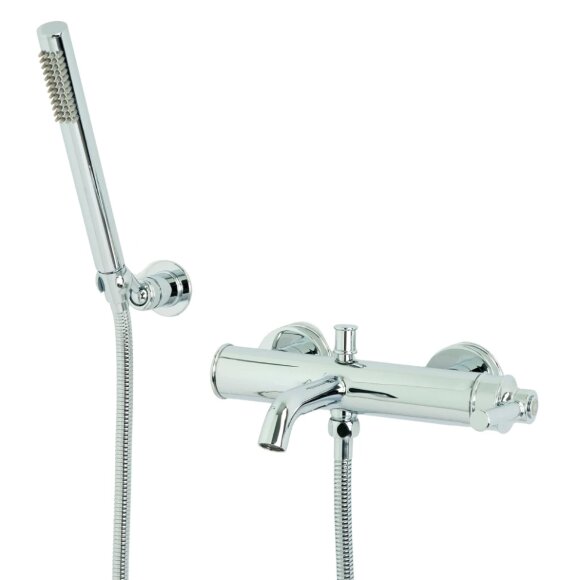 Смеситель для ванны внешний, с ручным душем, ручка латунь, Migliore Ermitage mini, хром арт. 31416