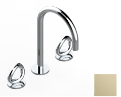 Смеситель для раковины на три отверстия устанавливаемый на борту с донным клапаном, THG Серия "О", pvd матовая латунь (H50) - G4P-151 Смеситель для раковины на три отверстия устанавливаемый на борту с донным клапаном, THG Серия "О", pvd матовая латунь (H50) - G4P-151