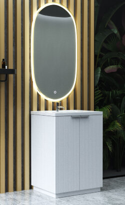 Тумба для раковины две дверки, 3D фасады и гладкий корпус , накладные ручки SANVIT ROLF613D арт. krolf613d