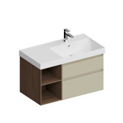 Тумба правая подвесная с ящиками 90см, Kerama Marazzi Cubo, CUB.90.2Rh\LIM.N цвет: лимо матовая-древесная