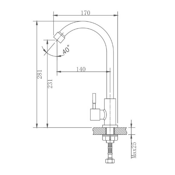 Кран на одну воду сталь, Haiba - HB4183