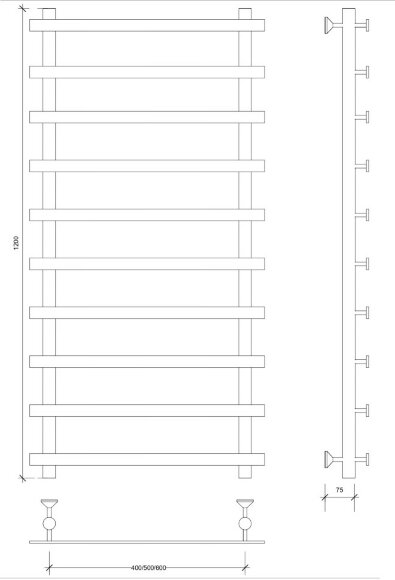 Полотенцесушитель водяной, черный, Secado 120x50, Понтида 1 - 4673739227152 Полотенцесушитель водяной, черный, Secado 120x50, Понтида 1 - 4673739227152