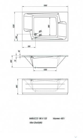 Ванна NABUCCO 190X120 (1W28) Kolpa-San Ванна NABUCCO 190X120 (1W28) Kolpa-San