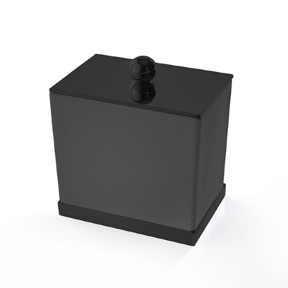 3SC Баночка универсальная, 10х10х7 см, с крышкой, настольная, композит Solid Surface,  Mood Deluxe цвет: черный арт. MDN48ANO