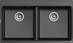 Кухонная мойка Axel 870x520, 2 чаши, Rivelato, X-90-2D nero цвет: черный