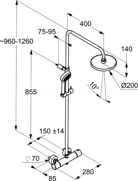 Душевая система с термостатом, хром глянцевый, Logo Kludi арт. 6809505-00 Душевая система с термостатом, хром глянцевый, Logo Kludi арт. 6809505-00
