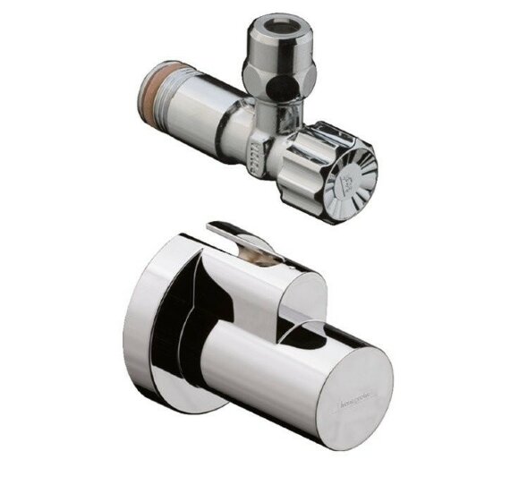 Hansgrohe угловой вентиль для подключения смесителя 1/2x3/8, с декоративной накладкой, Hansgrohe, 13954000 цвет: хром, глянцевый хром арт. 13954000