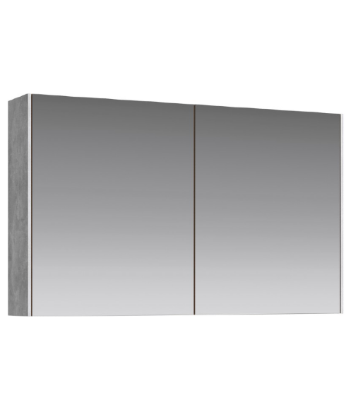 AQWELLA Mobi Зеркальный шкаф 100 см с двумя дверьми на петлях с доводчиком. Цвет бетон светлый - MOB0410+MOB0717BS