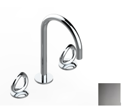 Смеситель для раковины на три отверстия устанавливаемый на борту с донным клапаном, THG Серия "О", graphite pvd (H64) - G4P-151 Смеситель для раковины на три отверстия устанавливаемый на борту с донным клапаном, THG Серия "О", graphite pvd (H64) - G4P-151