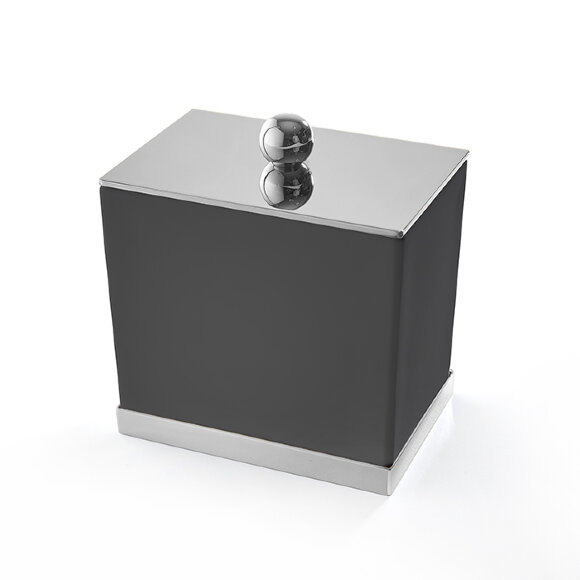 3SC Баночка универсальная, 10х10х7 см, с крышкой, настольная, композит Solid Surface,  Mood Deluxe цвет: черный арт. MDN48ASL
