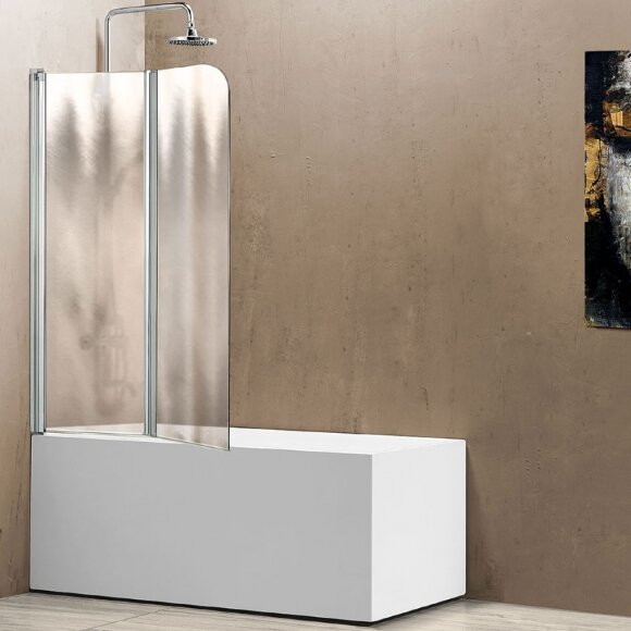Шторка на ванну Vincea (Италия), 114x140 профиль Хром стекло шиншилла  - VSB-12114CH-R