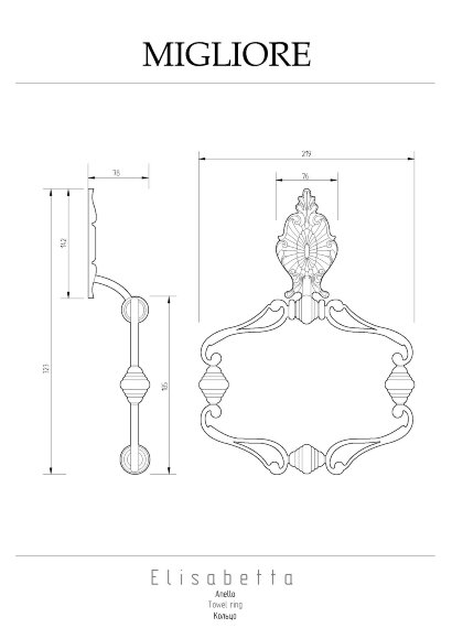 Кольцо для полотенца, Migliore Elisabetta, золото арт. 17067