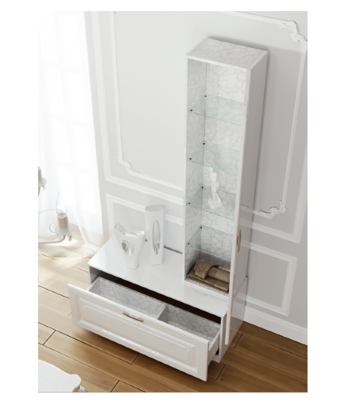 AQWELLA Empire Напольная дополнительная тумба с одним выдвижным ящиком в белом глянцевом цвете. - Emp.03.10/W AQWELLA Empire Напольная дополнительная тумба с одним выдвижным ящиком в белом глянцевом цвете. - Emp.03.10/W