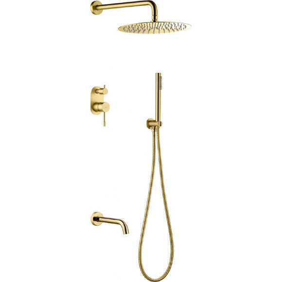 Смеситель встроенный + верхний+ ручной душ, Uno. Gold арт. 464-2-G цвет: Золото