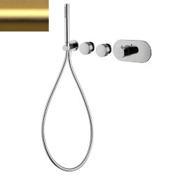 Смеситель для душа встроенный, термостатический, 2 запорных вентиля, с душевым комплектом, Carlo Frattini So F3178X2OS цвет: матовое золото