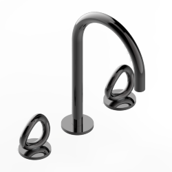 Смеситель для раковины на три отверстия устанавливаемый на борту с донным клапаном, THG Серия "О", matt graphite pvd (H65) - G4P-151 Смеситель для раковины на три отверстия устанавливаемый на борту с донным клапаном, THG Серия "О", matt graphite pvd (H65) - G4P-151