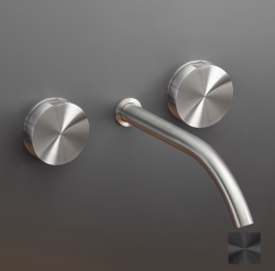 Смеситель 2-х вентильный CeaDesign Giotto, излив L. 220 мм, ручка Canaletto Walnut, внешняя часть, нержавеющая сталь, цвет: Black Diamond сатин, арт. GIO 43 N KD S Смеситель 2-х вентильный CeaDesign Giotto, излив L. 220 мм, ручка Canaletto Walnut, внешняя часть, нержавеющая сталь, цвет: Black Diamond сатин, арт. GIO 43 N KD S