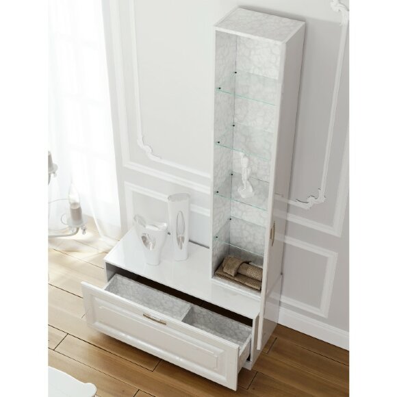 AQWELLA Empire Напольная дополнительная тумба с одним выдвижным ящиком в белом цвете. - Emp.03.08/W AQWELLA Empire Напольная дополнительная тумба с одним выдвижным ящиком в белом цвете. - Emp.03.08/W