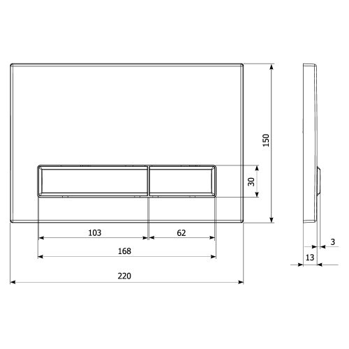 Клавиша смыва KK-POL M08, цвет: оружейная сталь, арт. SPP/381/WS/K