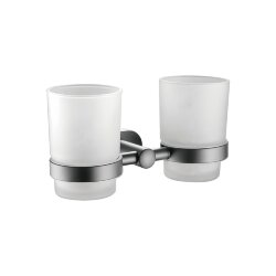 Стакан для ванной комнаты двойной BELZ B905, B90508 цвет: вороненая сталь