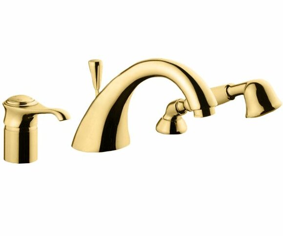 Комплект смесителя на борт ванны на 3 отверстия с ручным душем, Emmevi Tiffany, 60120/OR цвет: золото