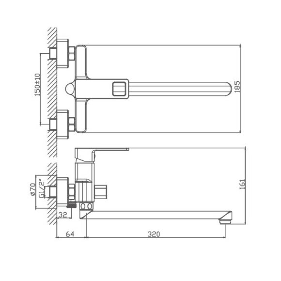 Смеситель для ванны хром, Haiba - HB22615