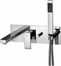 Paffoni Встраиваемый смеситель для ванны и душа (2 выхода) с накладкой из нержавеющей стали 350x120мм и ручным душем, встраиваемая часть в комплекте арт. EL001CR Paffoni Встраиваемый смеситель для ванны и душа (2 выхода) с накладкой из нержавеющей стали 350x120мм и ручным душем, встраиваемая часть в комплекте арт. EL001CR