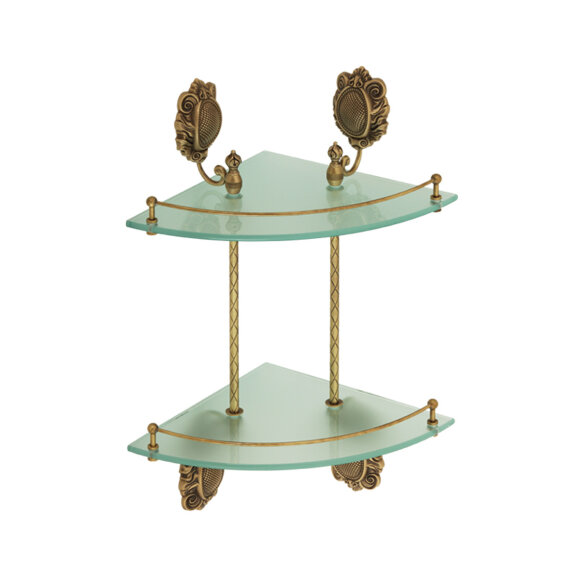 Полка c галереей угловая двойная, Migliore Cleopatra, бронза арт. 16639