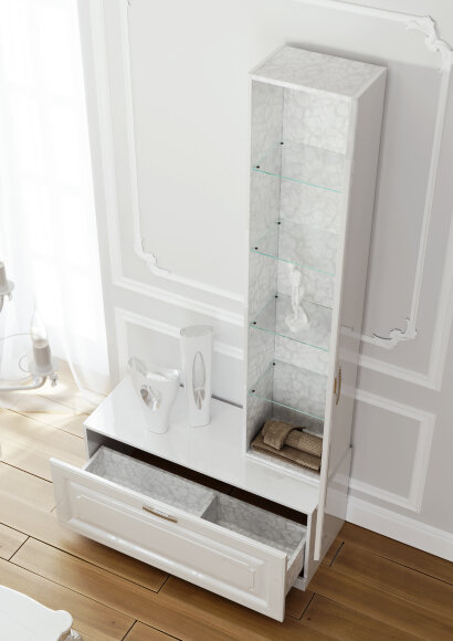 AQWELLA Empire Подвесной универсальный пенал левый/правый пенал с одной дверью на мебельных петлях с доводчиками в белом глянцевом цвете. - Emp.05.35/W AQWELLA Empire Подвесной универсальный пенал левый/правый пенал с одной дверью на мебельных петлях с доводчиками в белом глянцевом цвете. - Emp.05.35/W