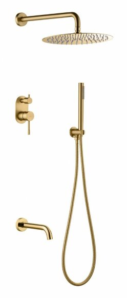 Смеситель встроенный + верхний+ ручной душ, Uno. Matt Gold арт. BH-464-2-MG цвет: золото матовое