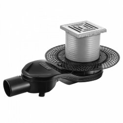 Трап водосток 100х100, s-сифон d50 h60 боковой Platz uno Berges арт. 090169