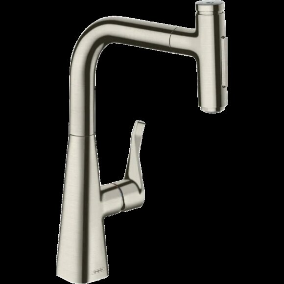 Hansgrohe смеситель для кухни, с вытяжным душем, Metris Select M71, матовая нержавеющая сталь арт. 73817800