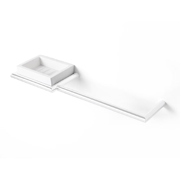 3SC Полотенцедержатель и мыльница 40см., слева, подвесная, композит Solid Surface,  Guy цвет: белый арт. GU10SXBO