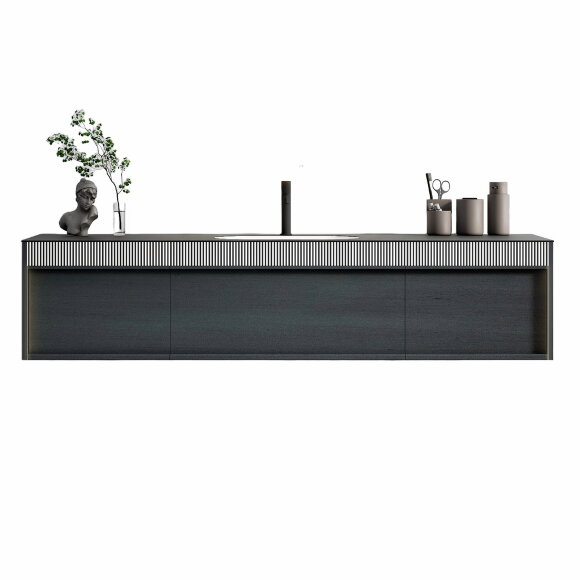 Тумба с раковиной (1600x520x405), U950.1600, P16,Unihopper,Corian раковина-столешница, LED light, Black&White арт. 9501600