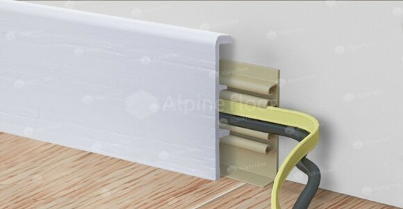 Плинтус напольный Alpine Floor, RICO Concept 80, белый с тиснением, арт. RC80001