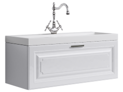 AQWELLA Empire Подвесная тумба с одним ящиком в белом глянцевом цвете с умывальником из литьевого мрамора. - Emp.01.10/W