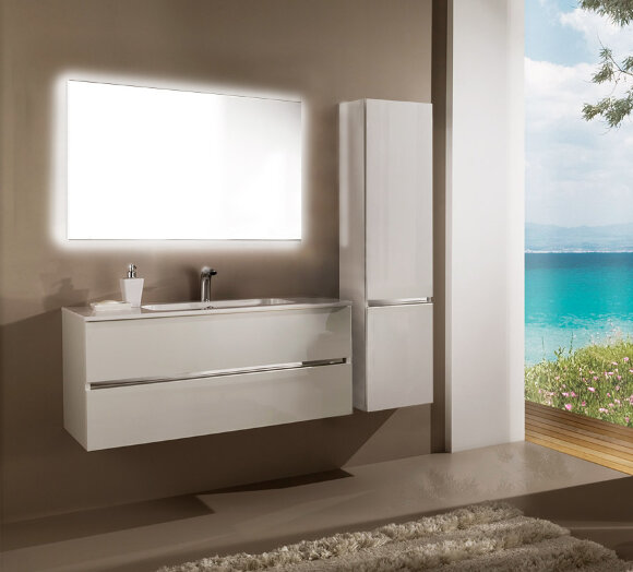 Тумба для раковины 2 выдвижных ящика (раковина r9075d) SANVIT KUBE-2 арт. kkube2075w