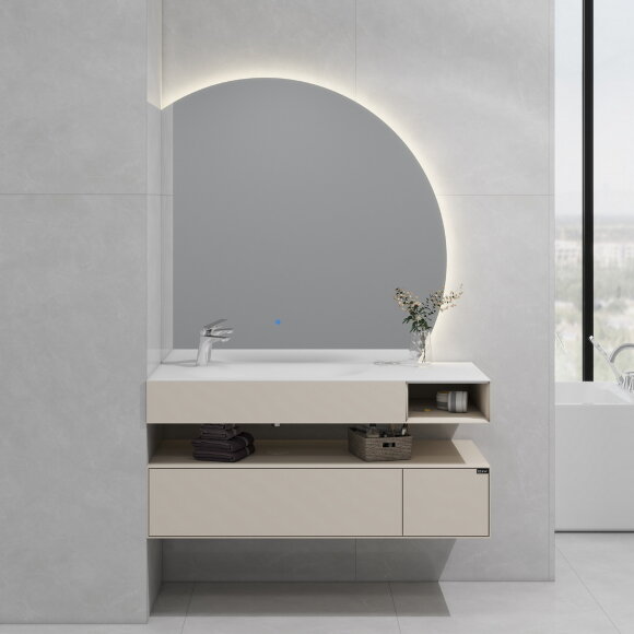 Тумба с раковиной (1200x520x400), U955.1200L, P03, Unihopper,Corian раковина-столешница, Black&White арт. 9551200L