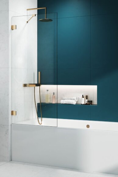 Стеклянная шторка для ванный Radaway ESSENZA PRO GOLD PNJ II 80 см 10101080-09-01 цвет: золото