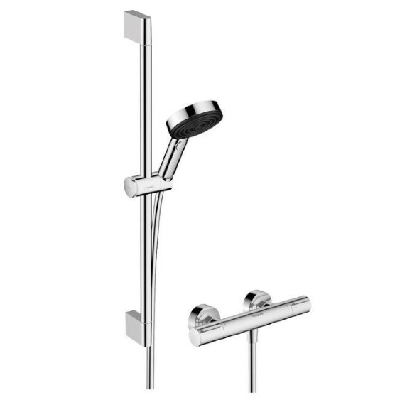 Hansgrohe термостатический смеситель для душа Relaxation с термостатом Element и душевой штангой 65см, Pulsify Select S, глянцевый хром арт. 24272000