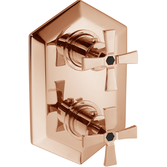 Термостатический встраиваемый смеситель для душа CISAL Cherie цвет: розовое золото/черный арт. CX0093007E